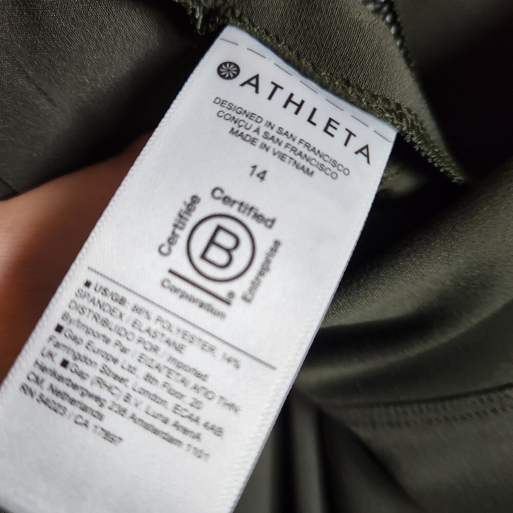 Athleta Pants Green 14 Women's Endless High Rise Pant Crop Commute Pockets - Picture 11 of 11